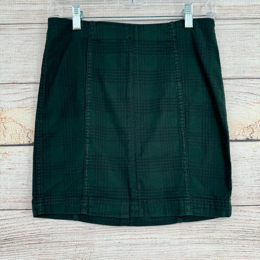 Free People Plaid Modern Femme Mini Skirt Women's Size‎ 6 Green